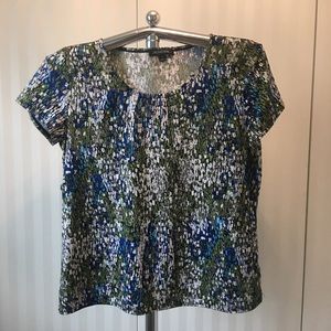 Notations short sleeved blouse green blue Size M